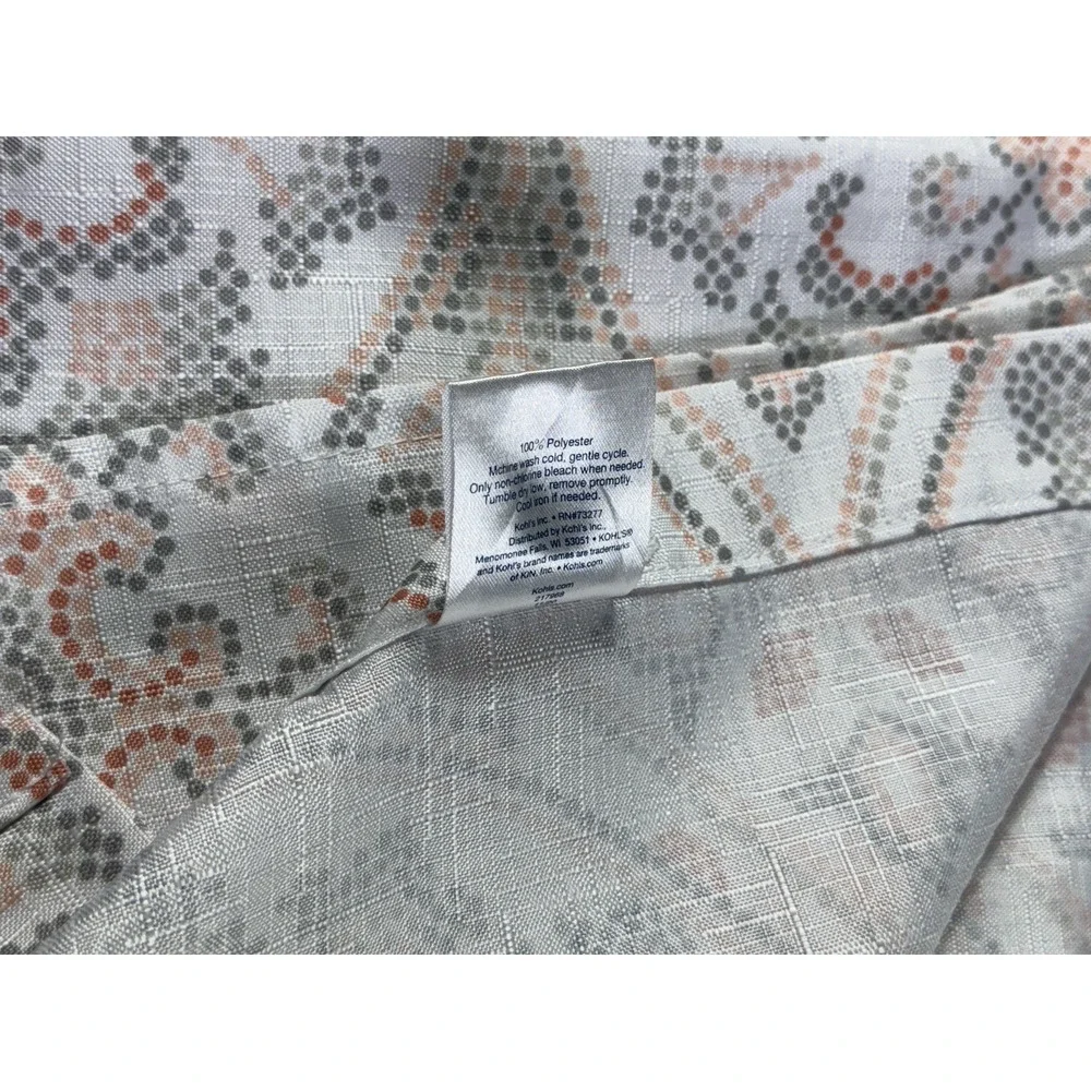 Medallion Print Fabric Shower Curtain The Big One White Orange Gray 72 Long Boho